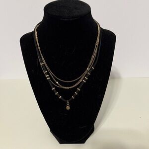 Universal Thread Gold and Black Layered Charm Necklace